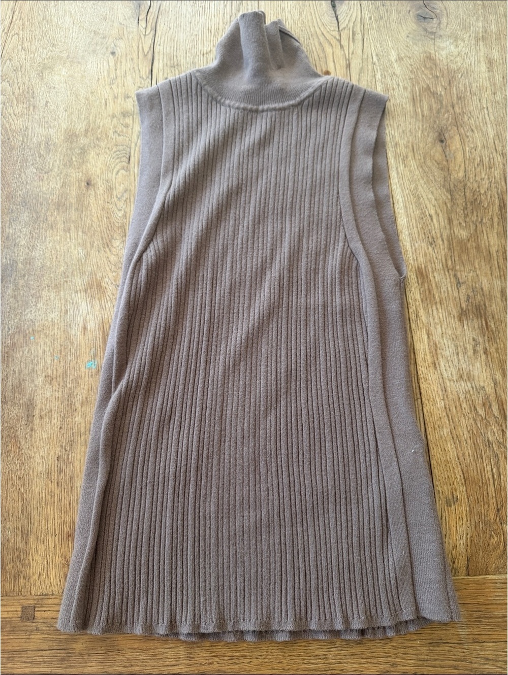 Varley Ribbed Sleeveless Turtleneck - Mauve Taupe size XS